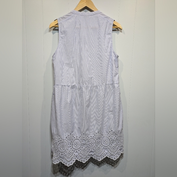 Gap Eyelet Mini Dress Blue Stripe Size‎ Small Spring Sleeveless Cotton Sundress - Picture 6 of 9